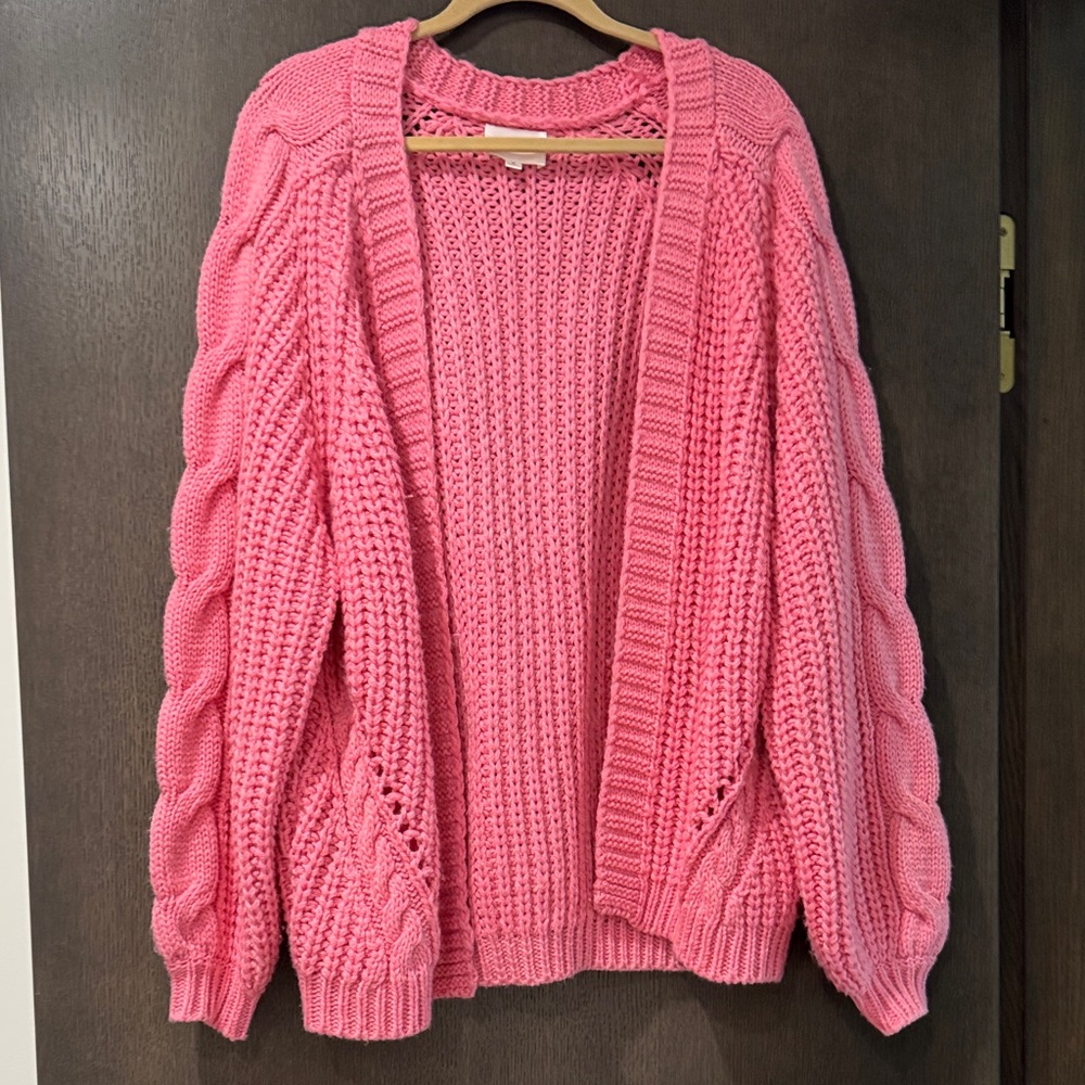 Line & Dot Pink Cable Knit Cardigan